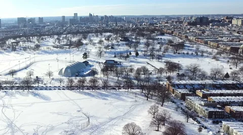 Patterson Park Covered in Snow - Baltimore MD Video stock 59704826