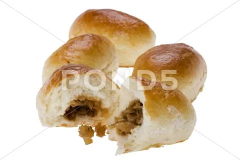 Patty with cabbage on white Stock Photos