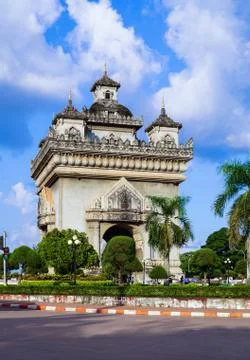 Patuxai, a memorial gate in centre of Vientiane, Laos Stock Photos