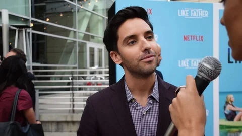 Paul W. Downs is interviewed at the premiere of his movie 'Like Father' - 2018 Stock Footage 101206217