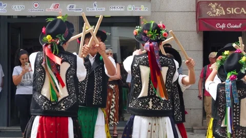 Pauliteiros Dancing in Miranda do Douro 動画素材 313486922