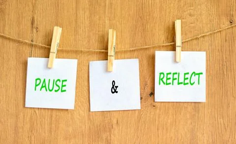 Pause and reflect symbol. Concept words Pause and reflect on beautiful whit.. Stock Photos
