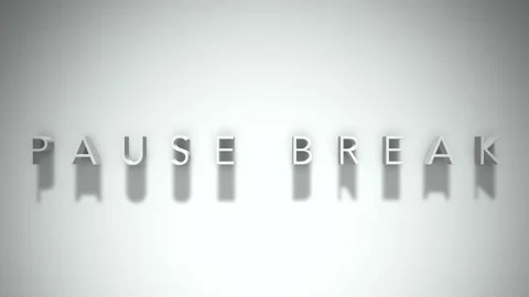 Pause break 3D title animation with shadows on a white background Video stock 296975707