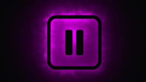 Pause button emoji in smokey pink neon on black Stock Footage 279636877