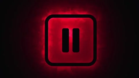 Pause button emoji in smokey red neon on black Stock Footage 279636876