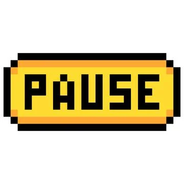 Pause button freeze hold menu option pixel art style graphic yellow black frame Stockillustratie