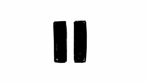 Pause button hand drawn in scribble style in black color on white background Stock Footage 274989745