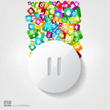 Pause button icon. Application button.Social media and cloud computing. Stock Illustration