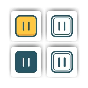 Pause button icon for mobile, web, and presentation with flat color vector il Ilustración de archivo