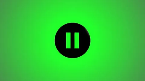 Pause button icon motion graphic animation with black circle on bright gree.. Stock-Footage 346491355