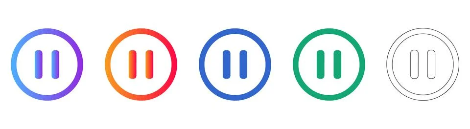 Pause Button Icon Set in Gradient Colors イラスト素材