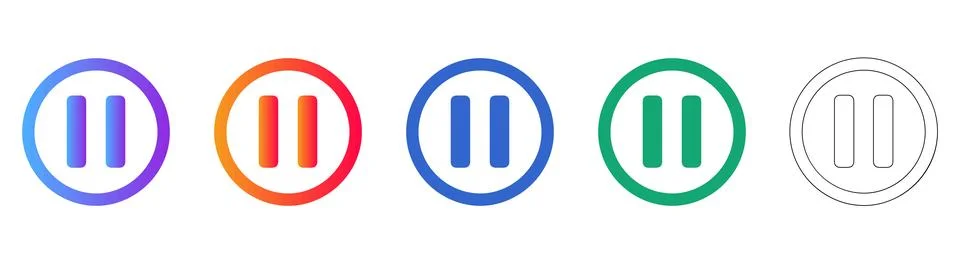 Pause Button Icon Set for Media Players Stock Illustration