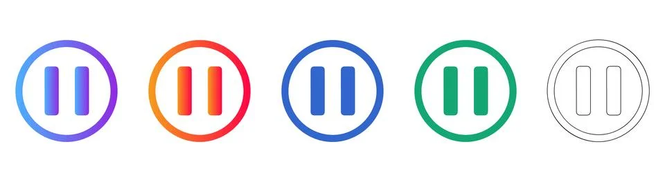 Pause Button Icon Set for Media Stock-Illustration