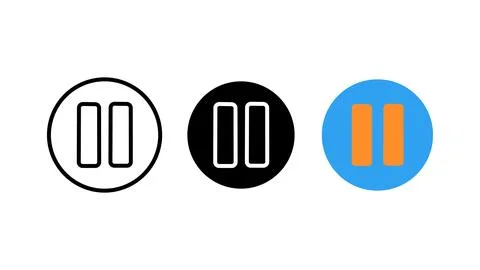 Pause button icon set media player control Stock Illustration