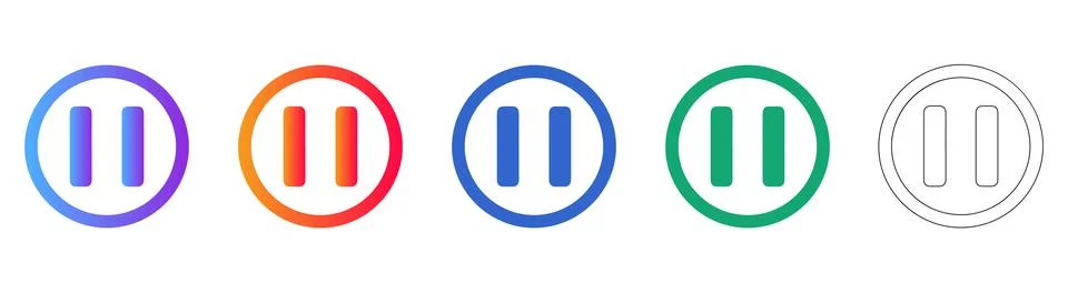 Pause Button Interface Icon Set Stock Illustration