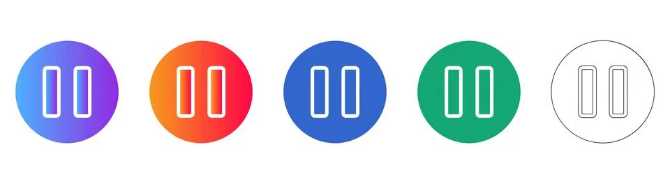 Pause Button Interface Icon Set 库存插图