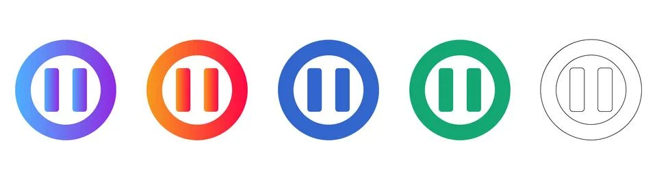 Pause Button Interface Icon Set 스톡 일러스트