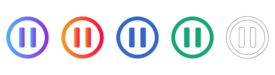 Pause Button Interface Icons Set Ilustração Stock