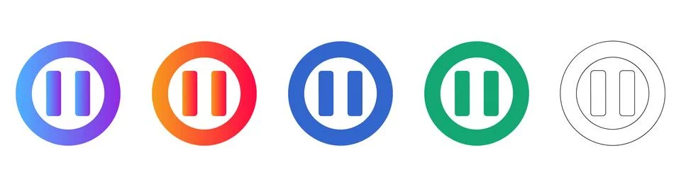 Pause Button Media Control Icon Set Illustrazione stock