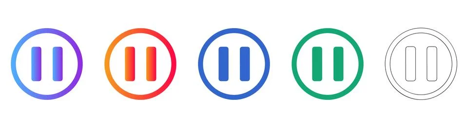 Pause Button Media Control Icon Set Stockillustratie