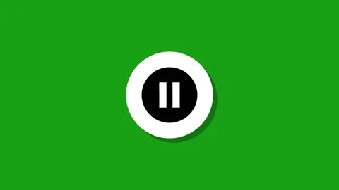 Pause button motion graphic animation on green screen background, minimal d.. Stock Footage 329272495