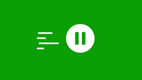 Pause button motion graphic with speed lines on green screen background. Stockbeeldmateriaal 347377538