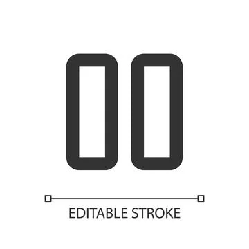 Pause button pixel perfect linear ui icon Stock Illustration