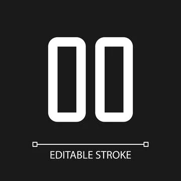 Pause button pixel perfect white linear ui icon for dark theme Stockillustratie