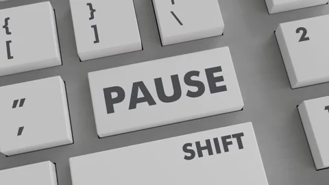 PAUSE BUTTON PRESSING ON KEYBOARD Stock Footage 256877839