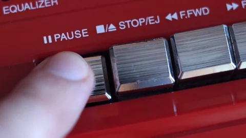 Pause Button on Tape Recorder Stock Footage 87056661
