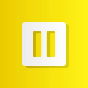 Pause button white icon with shadow Stock Illustration