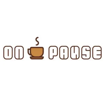 On pause coffee theme hand lettering with decor Stock Illustration