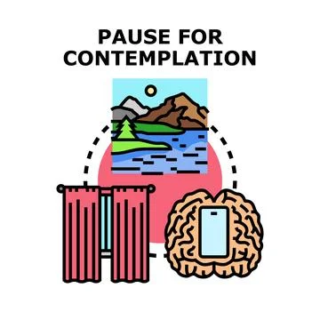 Pause for contemplation concept showing brain thinking Stock Illustration