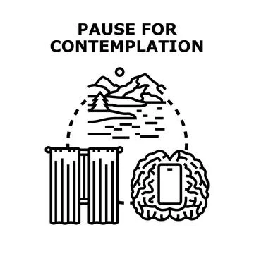 Pause for contemplation concept showing brain thinking Stock Illustration