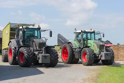 Pause during silage of shredded grass Stock Photos