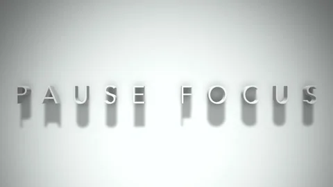 Pause focus 3D title animation with shadows on a white background Stock Footage 296975801