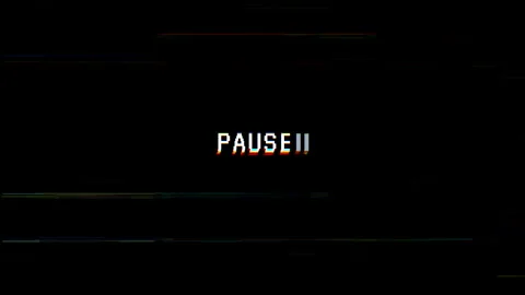Pause glitch text effect animation with black background Stock Footage 313019671