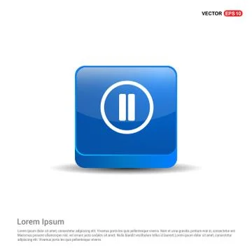 Pause icon - 3d Blue Button Stock Illustration