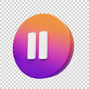 Pause icon, 3d render. 스톡 일러스트