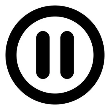Pause icon black color in circle Stock Illustration