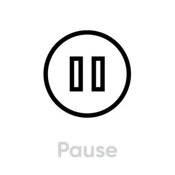 Pause icon. Editable Vector Outline. Stock Illustration