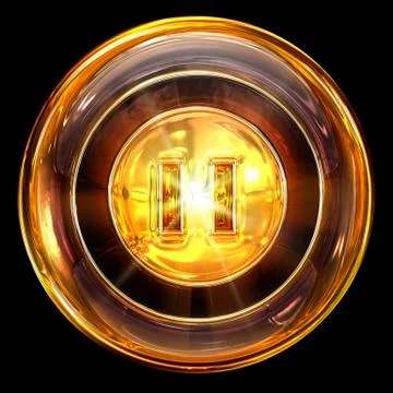 Pause icon fire, isolated on black background Illustration