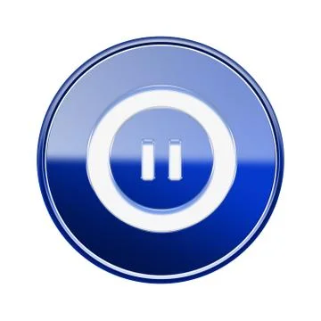 Pause icon glossy blue, isolated on white background 스톡 일러스트