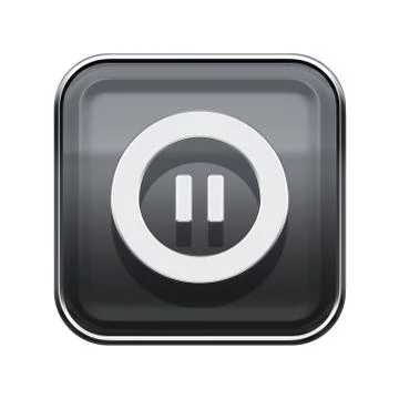 Pause icon glossy grey, isolated on white background Illustration