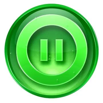 Pause icon green, isolated on white background. Stock Illustration
