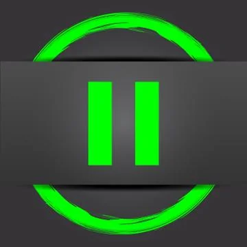 Pause icon. Internet button with green on grey background.. Illustrazione stock