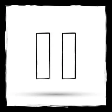 Pause icon. Internet button on white background. Outline design imitating pai Stock Illustration