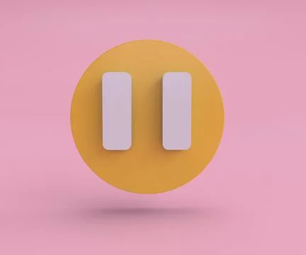 Pause icon, minimal 3d render illustration on light pink background. 스톡 일러스트