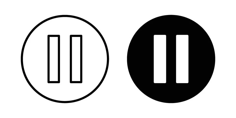 Pause icon. Outline, flat icons Stock Illustration
