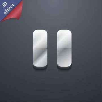 Pause icon symbol. 3D style. Trendy, modern design with space for your text . Ra 스톡 일러스트